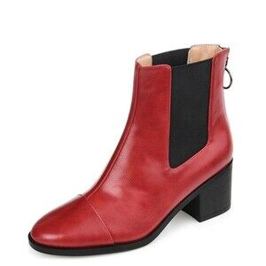 Journee Collection Womens 12 M Red Nigella Block Heel Ankle Booties NIB IV7